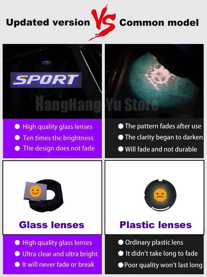 Premium LED Car Door Welcome Light with Ghost Shadow Projector Logo Lamp