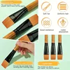 5Pieces Flat Paint Brushes, 3/4 Inch, Watercolor & Acrylic, Synthetic Nylon, Ideal for Painting, Oil, Fine Crafts, Face, Body A 4