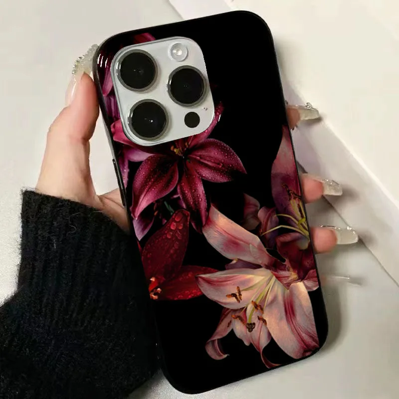 Elegant Red Lily Flower Soft Phone Case - Stylish Protective Cover