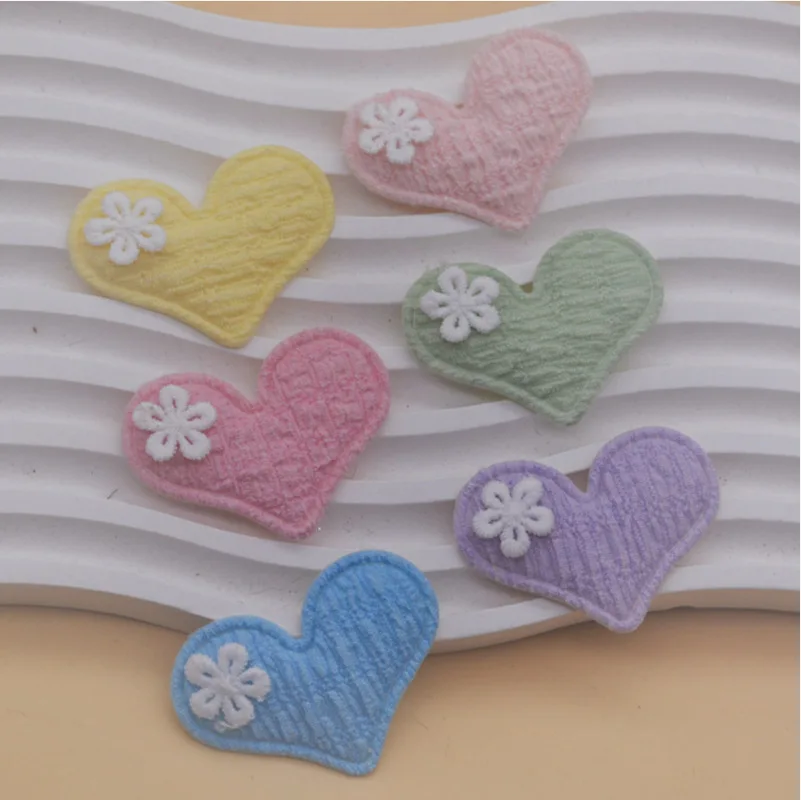 36 Stück Stoff-Herz-gepolsterte Applikationen für Stirnband, Haarspange, Zubehör, Stoff, Hüte, Dekoration, Patches – Detail 1