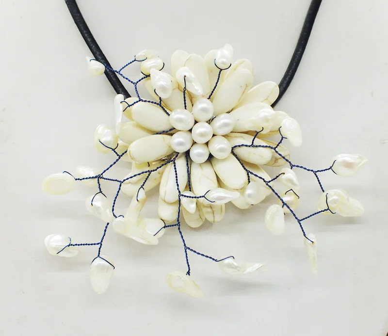 

NO-270# Like, you buy it ! ! Last necklace shell.pearl flower necklace 18"