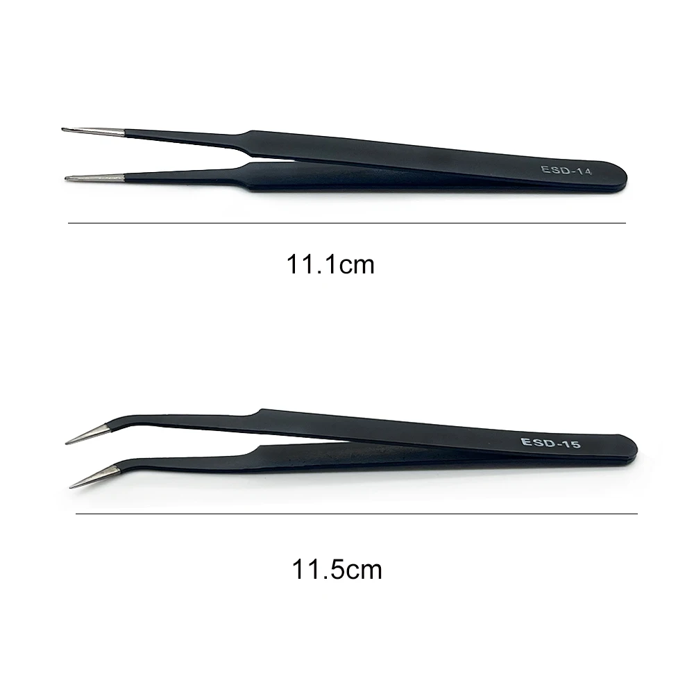 6pcs Precision Tweezers Set, Upgraded Anti-Static Stainless Steel Curved of Tweezers, for Electronics, Laboratory Work, Jewelry-Making, Craft, Solderi