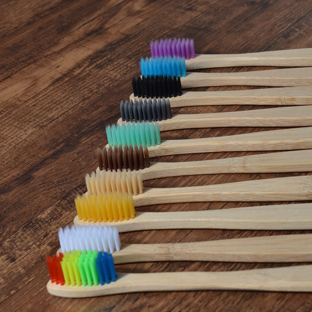 10PCS Colorful Toothbrush Natural Bamboo Tooth Brush Set Soft Bristle Charcoal Teeth Eco Bamboo Toothbrushes Dental Oral Care