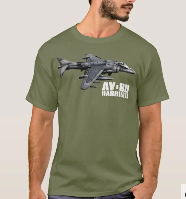 AV-8B Harrier II Ground-attack Aircraft T-Shirt. Summer Cotton Short Sleeve O-Neck Mens T Shirt New S-3XL