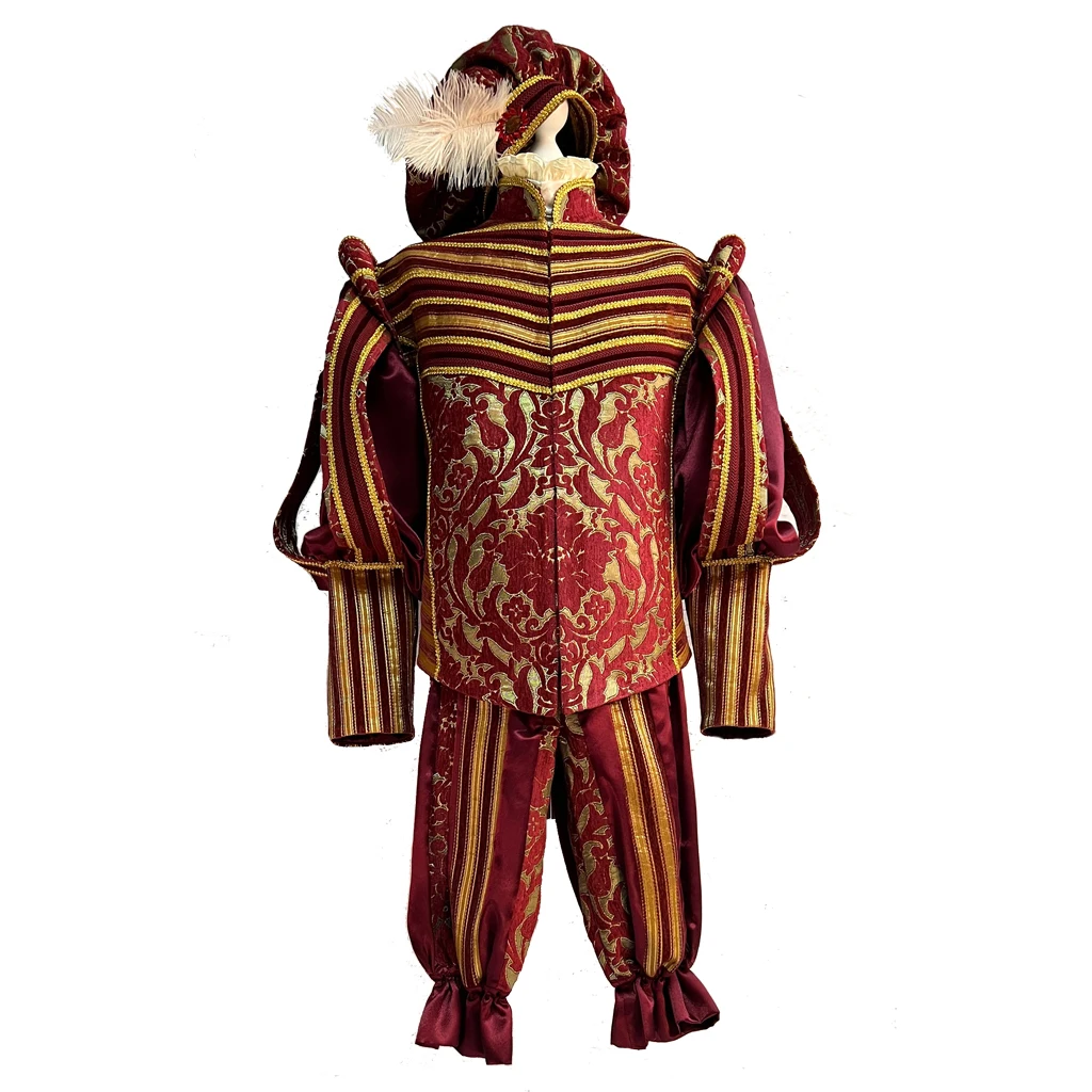 1600S Tudor Elisabettiano Tuta Costune Da Uomo Tudor King Prince Red Outfit Giacca Top Pantaloni Con Cappello Set Completo Su Misura