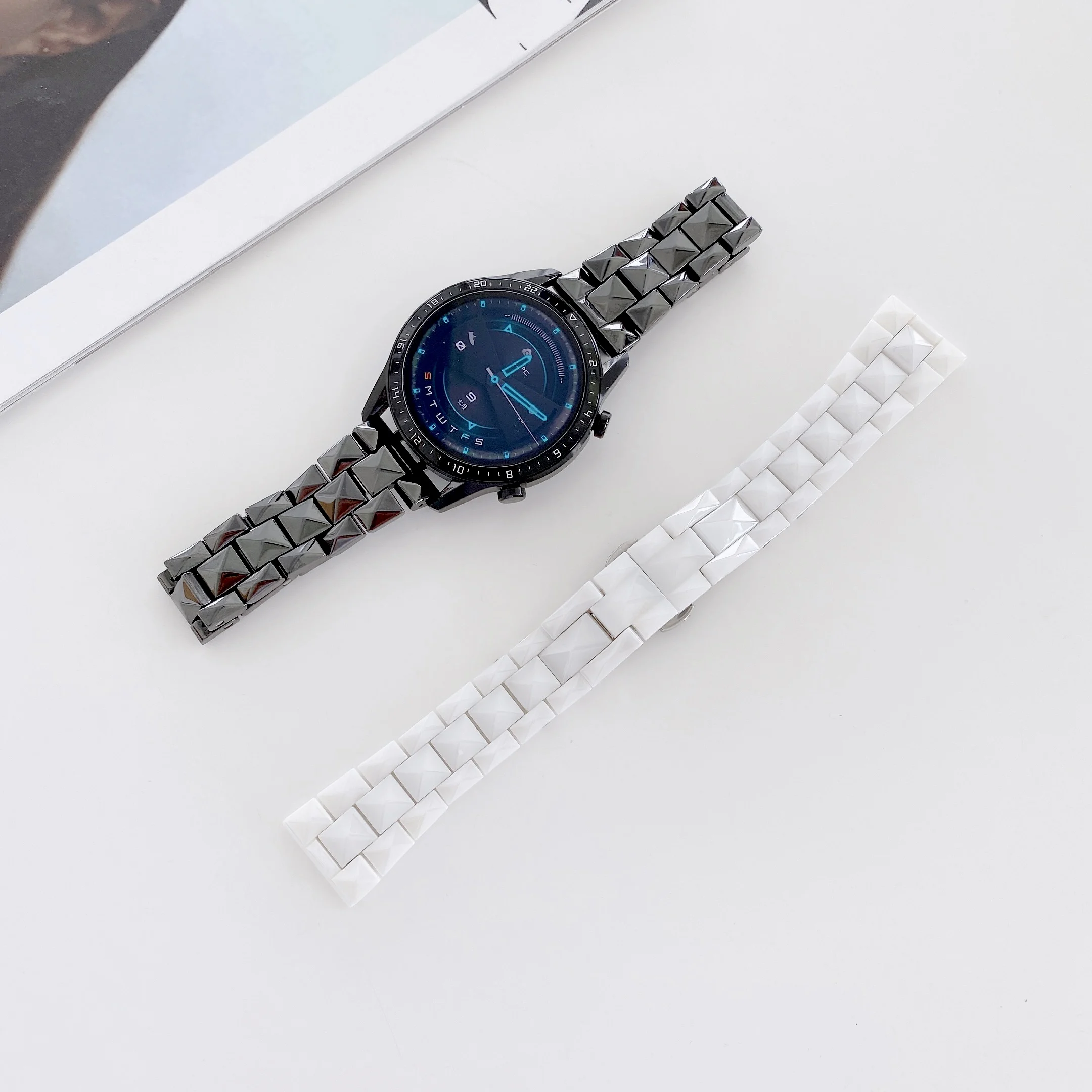Ceramic Strap For Samsung Galaxy watch 45mm Gear S3 Huawei watch 46mm High-end sports smart watch wristband For Amazfit GTR 47mm