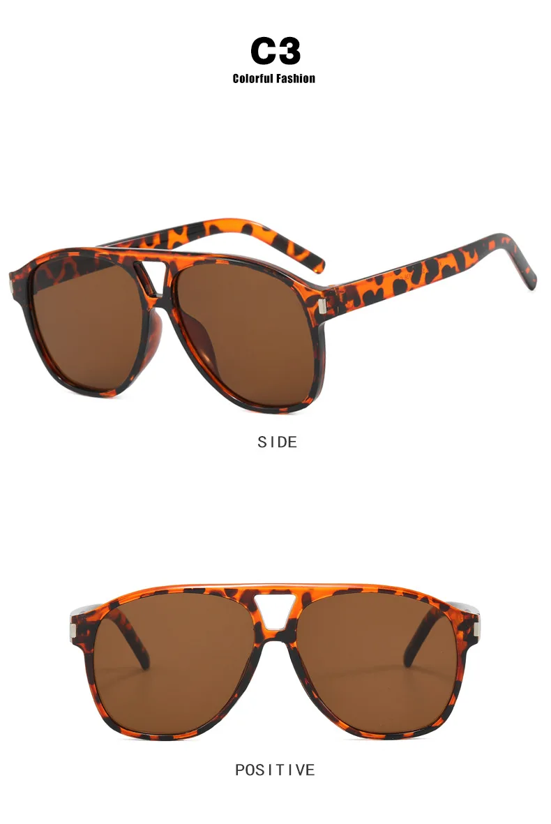 DOHOHDO Modische Übergroße Doppelbrücken-Piloten-Sonnenbrille für Herren Vintage Nieten Damen Blaue Trendige Punk-Sonnenbrille UV400-Schutz – Detail 12