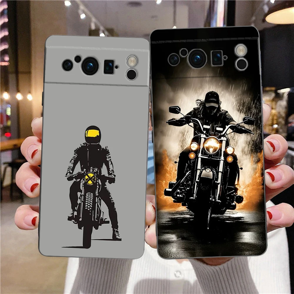 Cool Motorcycle Design Shockproof Phone Case - Soft Black TPU Cover