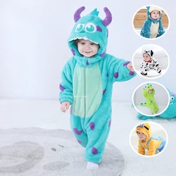 Sully Kigurumis Baby Girls Clothes Romper Winter Soft Warm Infant Boys Bodysuit Cosplay Pika Hooded Zipper Jumpsuits