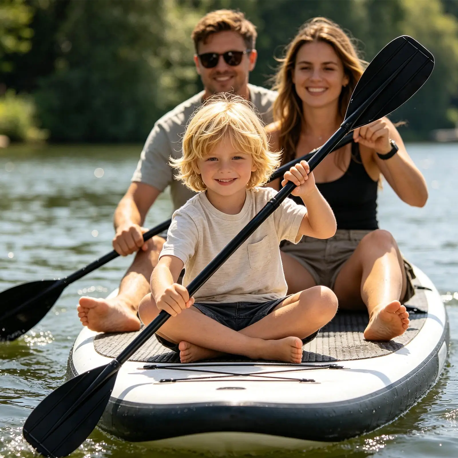 Pagaia da kayak in fibra di carbonio a 2 sezioni, leggera, a doppia pala, per pesca, turismo, bambini e adulti, rafting su lago, fiume e mare - immagine 3