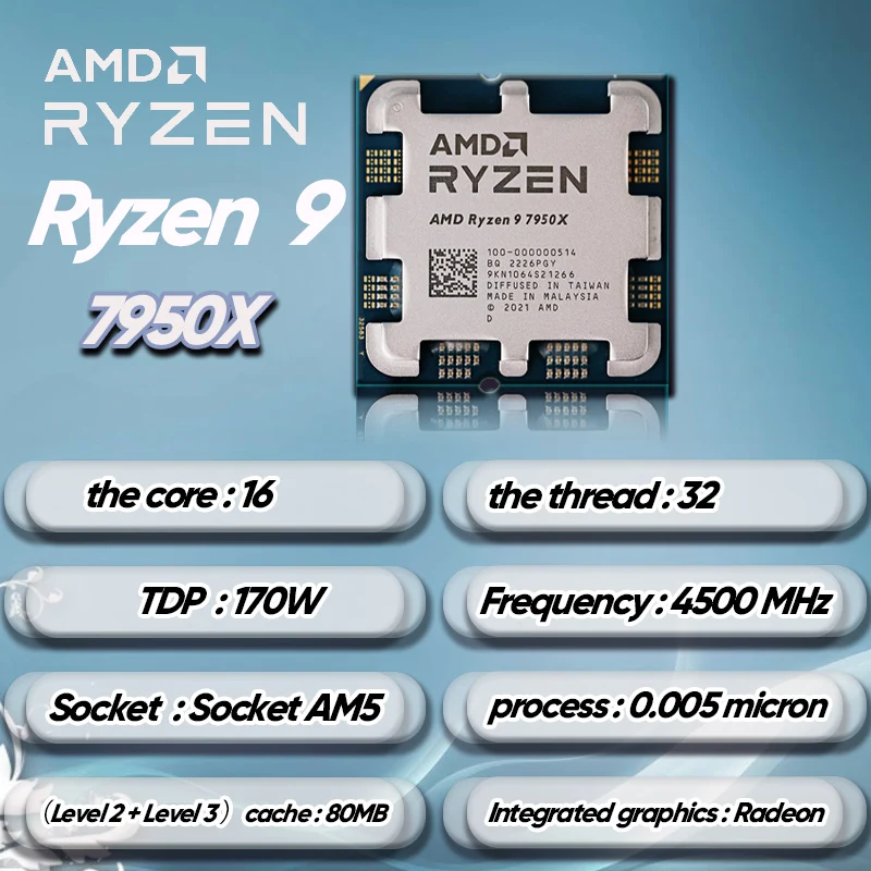 中古品〕 Ryzen 9 7950X 〔4.7GHz／Socket AM5〕【305】 Procesador