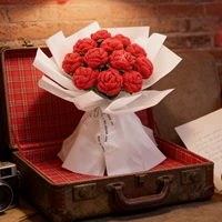 Artificial Flower Handmade crochet yarn Rose Outdoor Garden Valentine's Wedding Bridal Bouquet Home Room Diy Gift box Accessorie 4