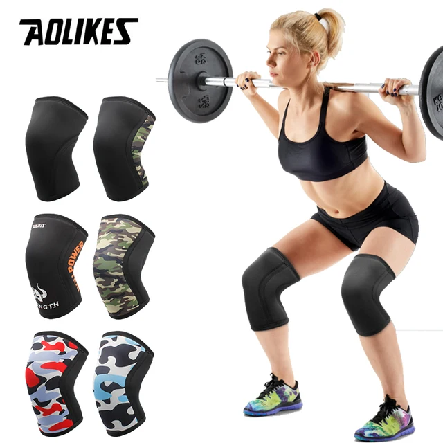 59983-91ef72.jpg AOLIKES 1 Pair 7mm Neoprene Sports Kneepads Compression Weightlifting Pressured Crossfit Training Knee Pads Support Women Men
