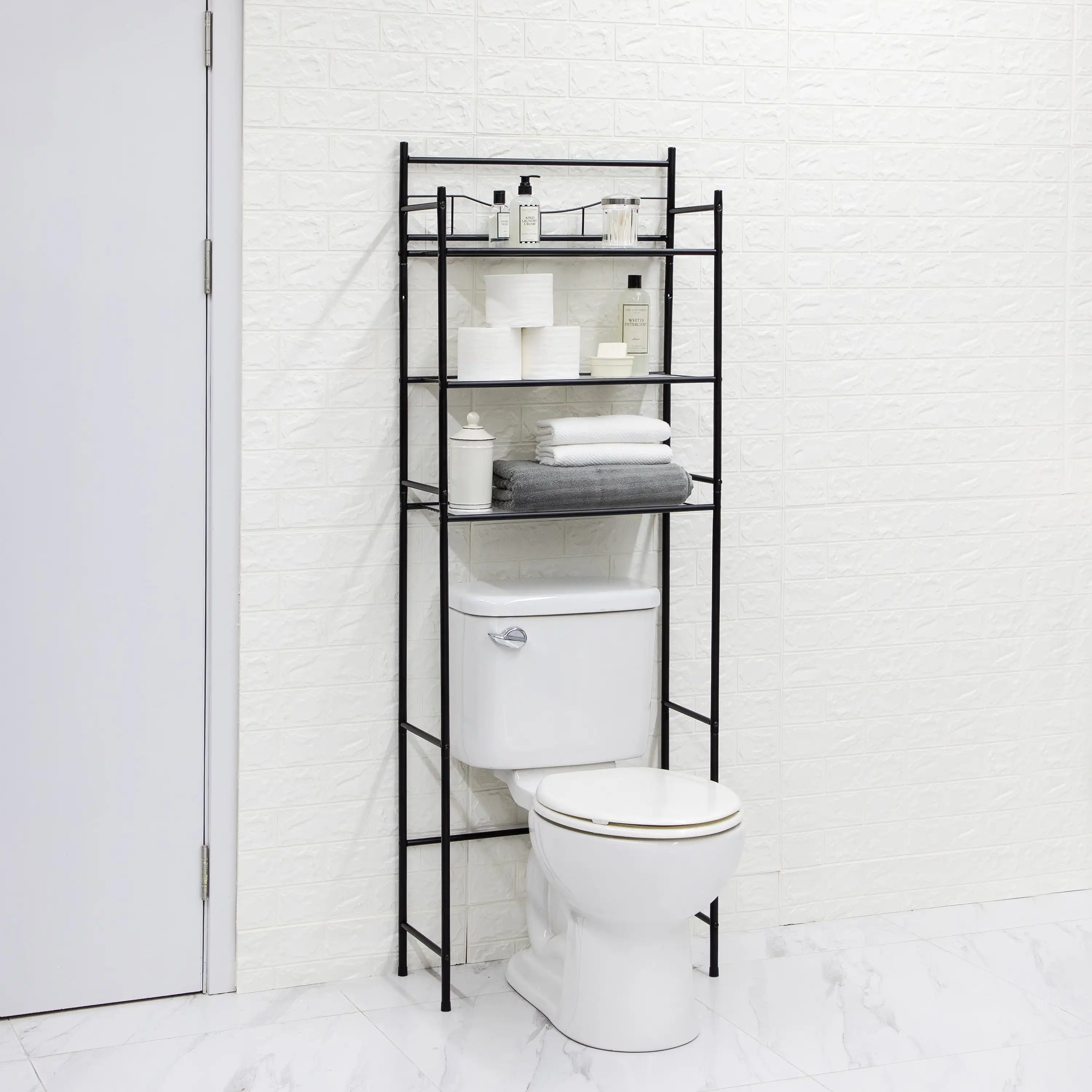 Metal Bathroom Shelves - Black or White Metal Finish