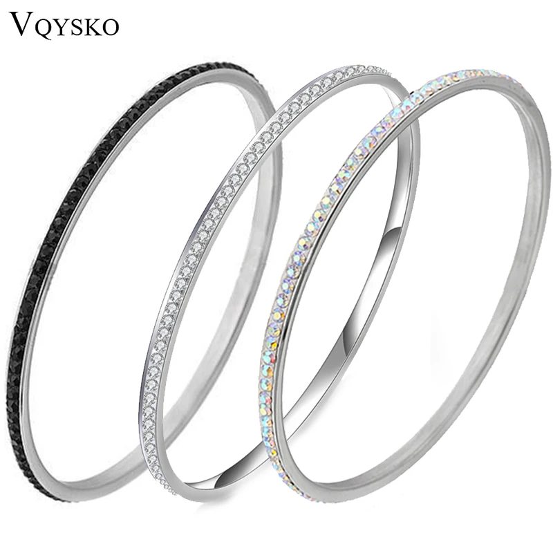 

Wholesale Stainless Steel Bangles Women Jewelry With Good Clear CZ Crystal