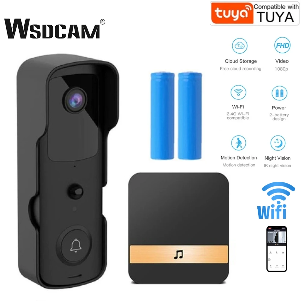 WSDCAM Tuya Смарт видео дверной звонок камера 1080P инфракрасное ночное видение