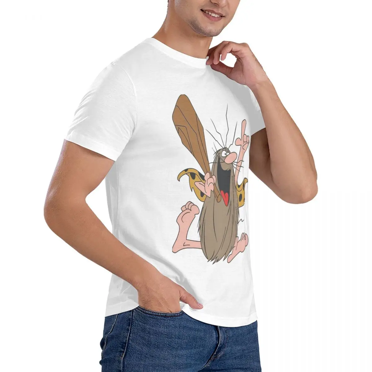 T-shirt da uomo in cotone con stampa captain caveman_voghion.com