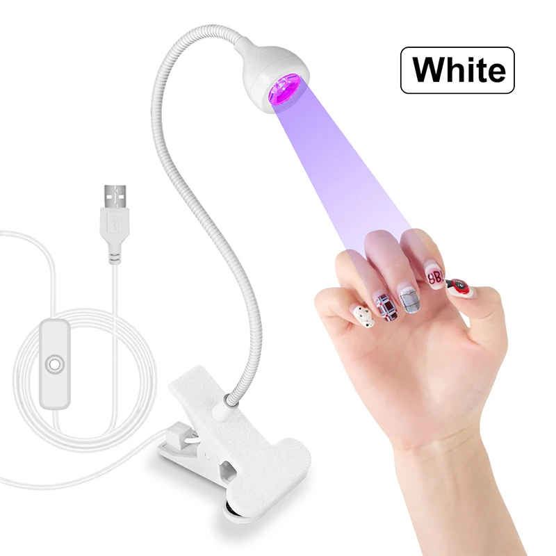 휴대용 USB 네일 램프 UV 라이트 건조기 매니큐어 살롱용 네일 LED UV 램프 젤 네일 폴리쉬 건조용 클립형 유연한 데스크 미니 램프