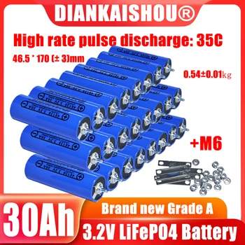 Nuova Batteria LiFePO4 3.2V 30Ah C46, Cella al Fosfato di Grado A per Batterie Moto e Auto 12V 24V 48V, Scarica: 35C