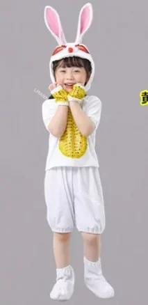 YUDATPG Disfraz De Conejo De Pascua Para Niños, Conjunto De Felpa De Conejo Blanco Para Niños, Disfraz De Una Pieza Para Navidad, Halloween, Cosplay