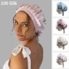 Luxury 100% Silk Cap For Sleeping Natural 19 Momme Mulberry Silk Night Bonnets Pure Silk Turban Hat Sleep Hood Beanie For Women 1