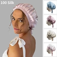 Luxury 100% Silk Cap For Sleeping Natural 19 Momme Mulberry Silk Night Bonnets Pure Silk Turban Hat Sleep Hood Beanie For Women 1