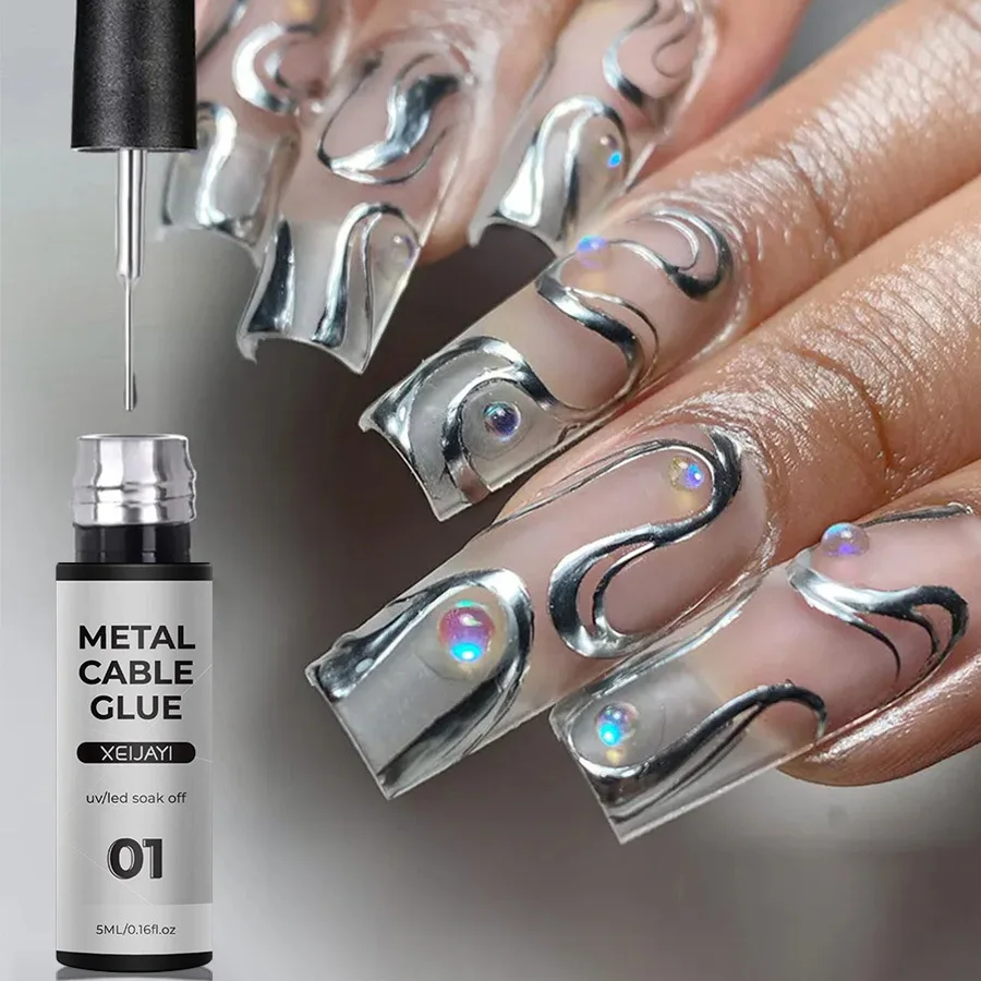 5Ml Super-Bright Metallic Painting Liner Gel Smalto Per Unghie Argento Oro Specchio Disegno Gel Semi Permanente Gel Uv Nail Art Vernice