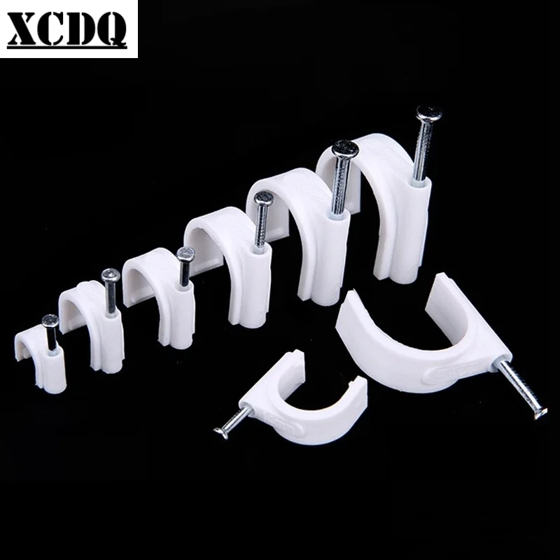 100pcs 3mm-12mm square type home wall nail fixed cable clips desk electric wire clamps cord manager
