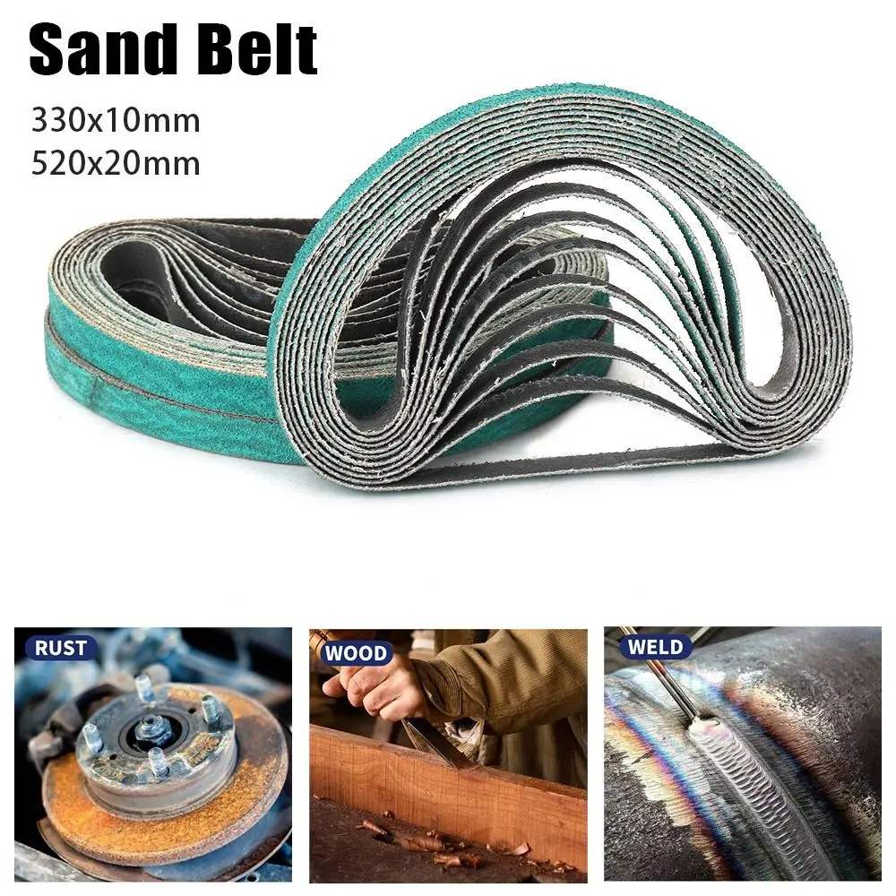 1Pcs 10x330mm 20x520mm Sanding Belt Zirconia 40-120 Grit Polishing Tool Green Deburring Sander Abrasive Belt