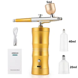 Compact 0.3mm Pink Airbrush Kit with Mini Air Compressor for Art and Craft Projects (GOLD)