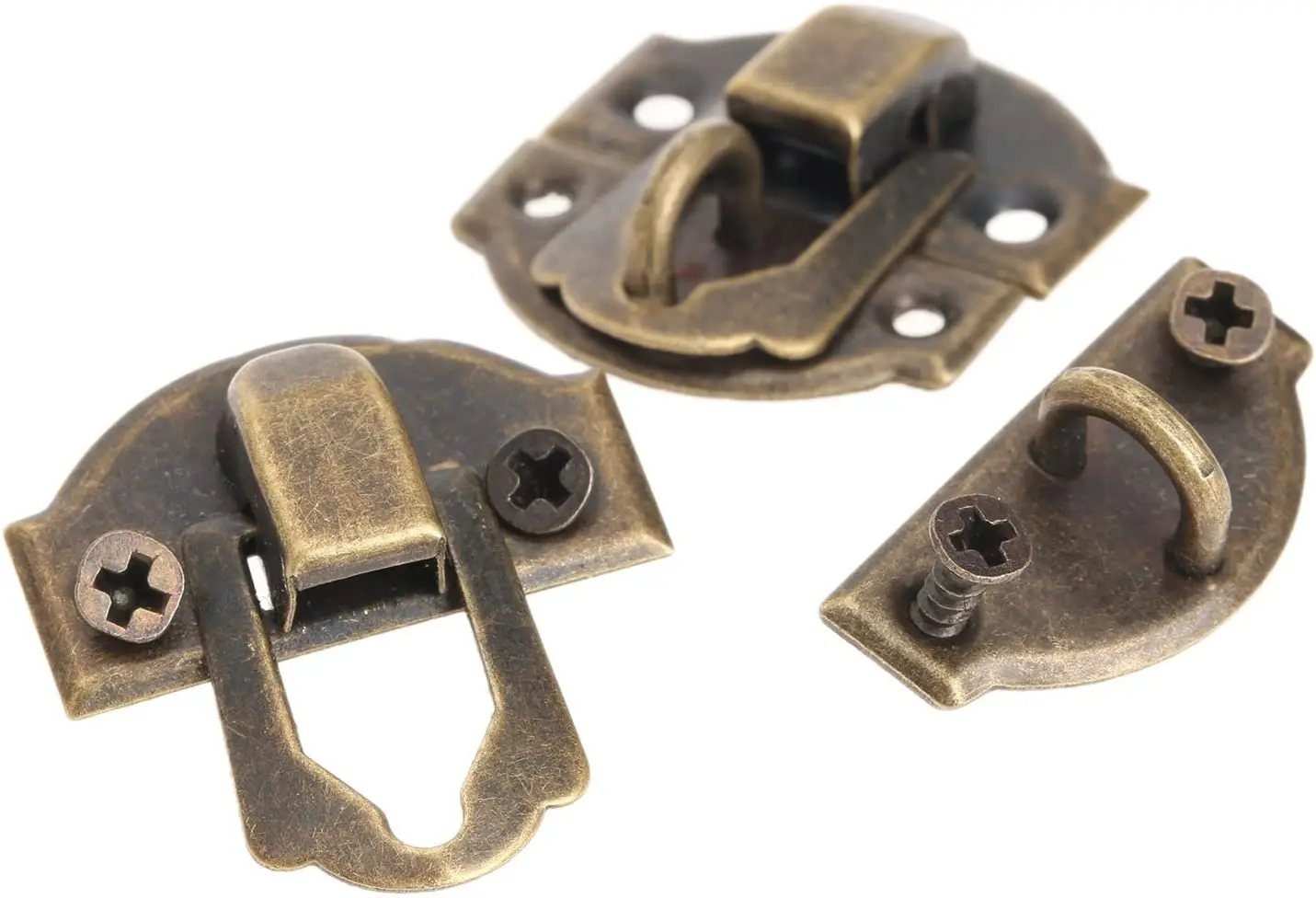 12pcs Antique Brass Decorative Hasp Lock Furniture Jewelry Gift Wine Wood Box Suitcase Case Hasp Latch Hook With Screw 27x29mm furniture hardware jewelry box hasps decorative latches