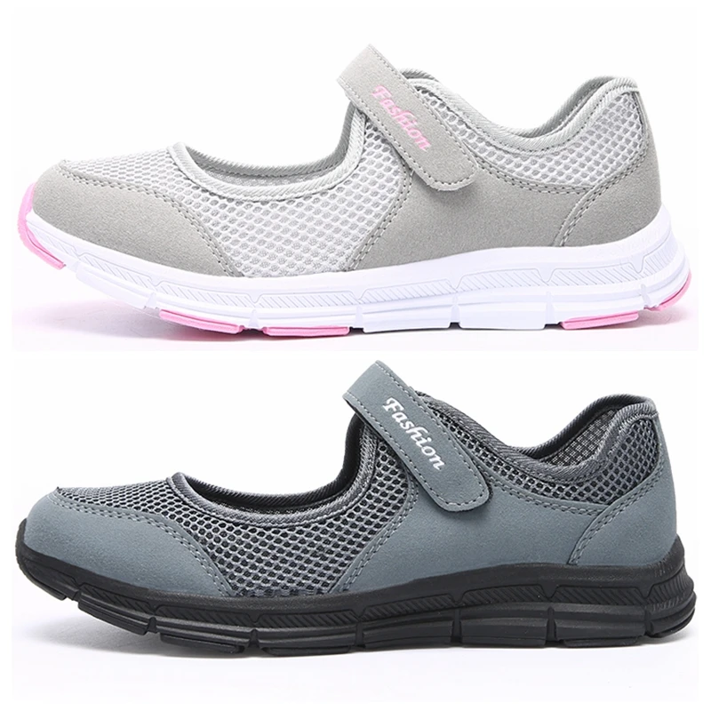 Zapatillas de deporte de moda para mujer, zapatos femeninos informales de malla, transpirables de para mujer, verano 2019|Zapatos planos de mujer| - AliExpress