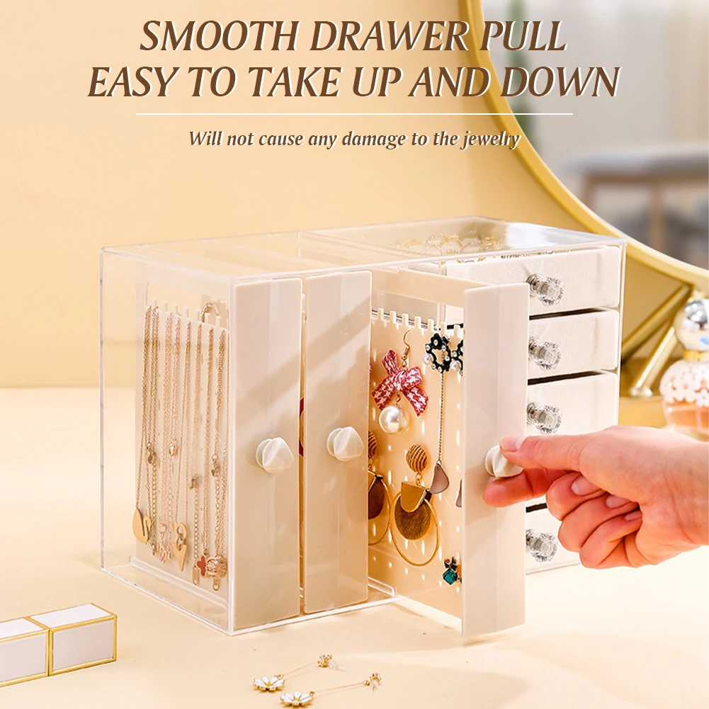 Plastic Jewelry Storage Box with 4 Drawers for Earrings Rings