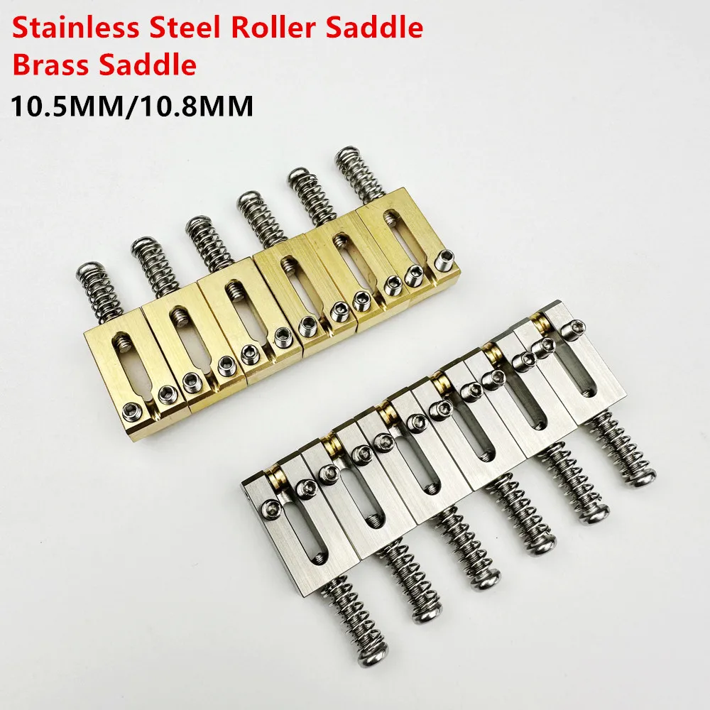 

1 Set 10.5MM/10.8MM Brass / Stainless Steel Roller Saddle Tremolo Bridge Saddles For Strat ST Tele TL Electric Guitar