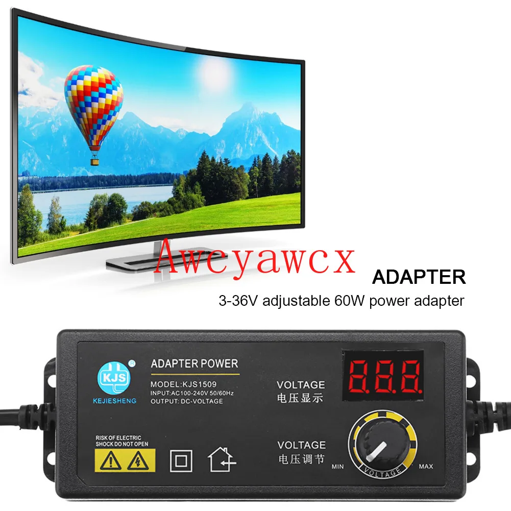 3V-36V 1.7A 60W Power Switching Adapte Led Lcd Digitale Display Spanningsregeling Voeding Adatpor Voor Game speler Motor Router