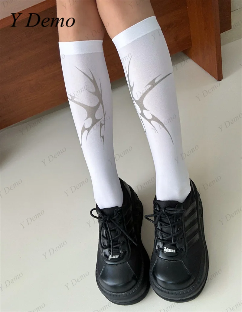 Y Demo Techwear Thorns Printing Summer Thin Middle Tube Socks Women Slim Y2k White Stockings 43 S0e7eebec118047c5a33c005984022019K