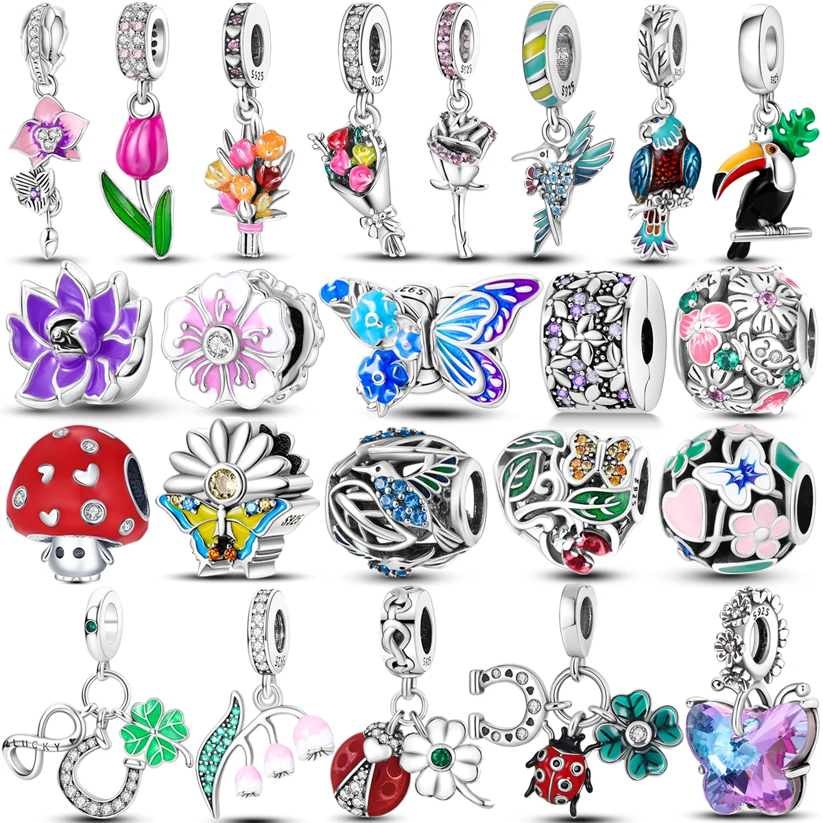 Plata De Ley 925 Ronda Floral Flor CZ Pulsera Con