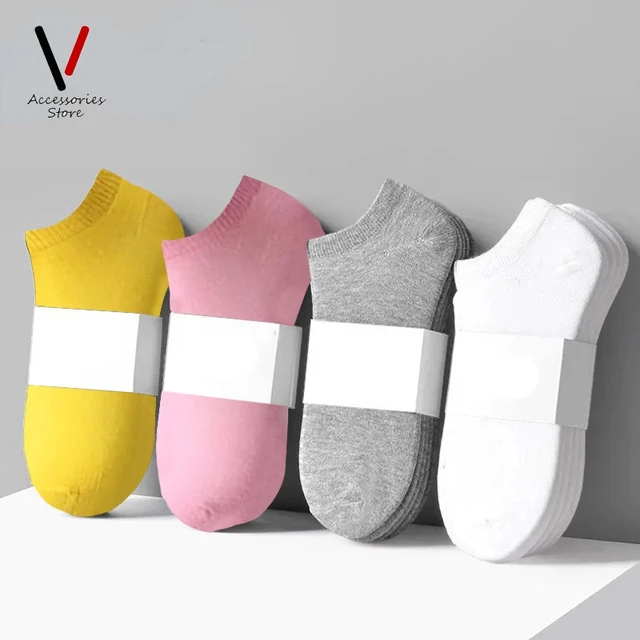 Calcetines cortos tobilleros para mujer y niña, calcetín Invisible de color  caramelo, 5 pares, 10 colores - AliExpress