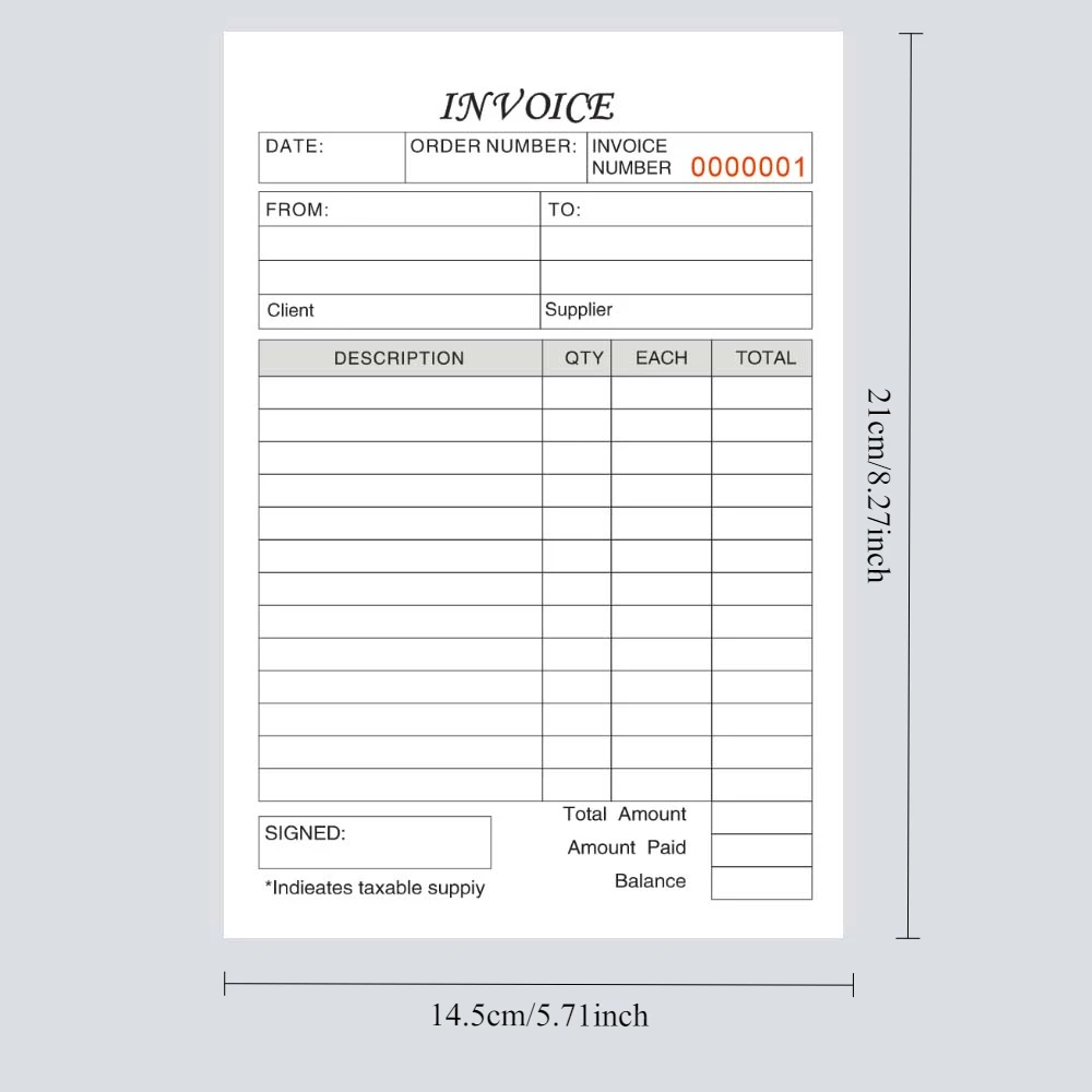 1pc (30 Sets) Handheld 3-Part Carbonless Invoice Book with Yellow & Pink Copies Work Orders Invoice Book for Small Business 2