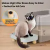 Litter Box Catcher With Wooden Base, Anti-Tracking& Easy To Clean, Litter Box Step, Ramp Designed Ideal For Small Elderly Cats 2