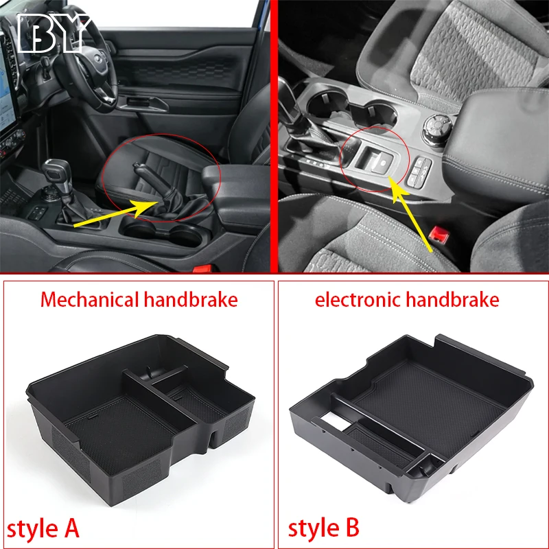 

For Ford Ranger/Everest 2023 Armrest Storage Box Organizer Tray Interior Auto Tidying Container Holder Styling Car Accessories