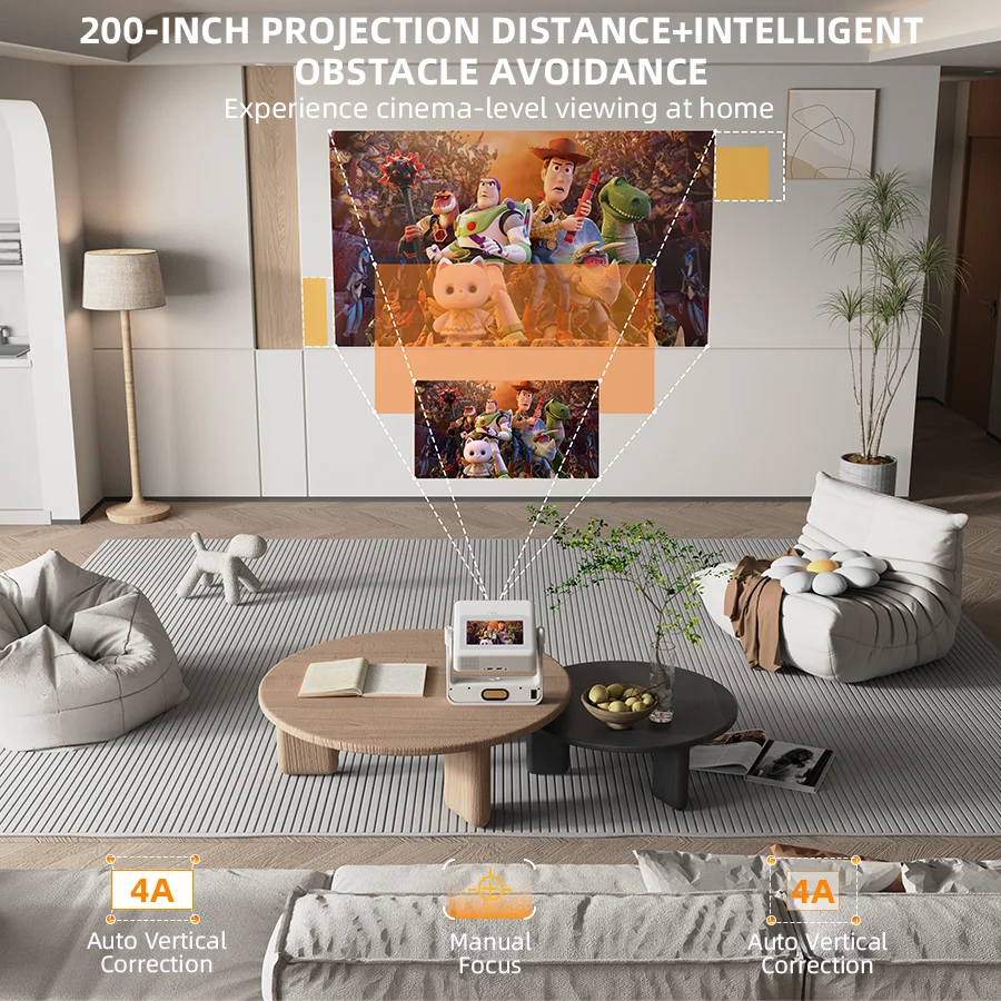 XBJ Smart Touch Screen Portable Projector Support 4K Wifi 6