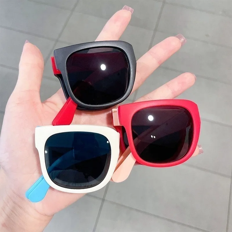2PCS Foldable Sunglasses For Baby Kids Fashion Sun Glasses Boys Girls Folding Eyewear UV400 with Case