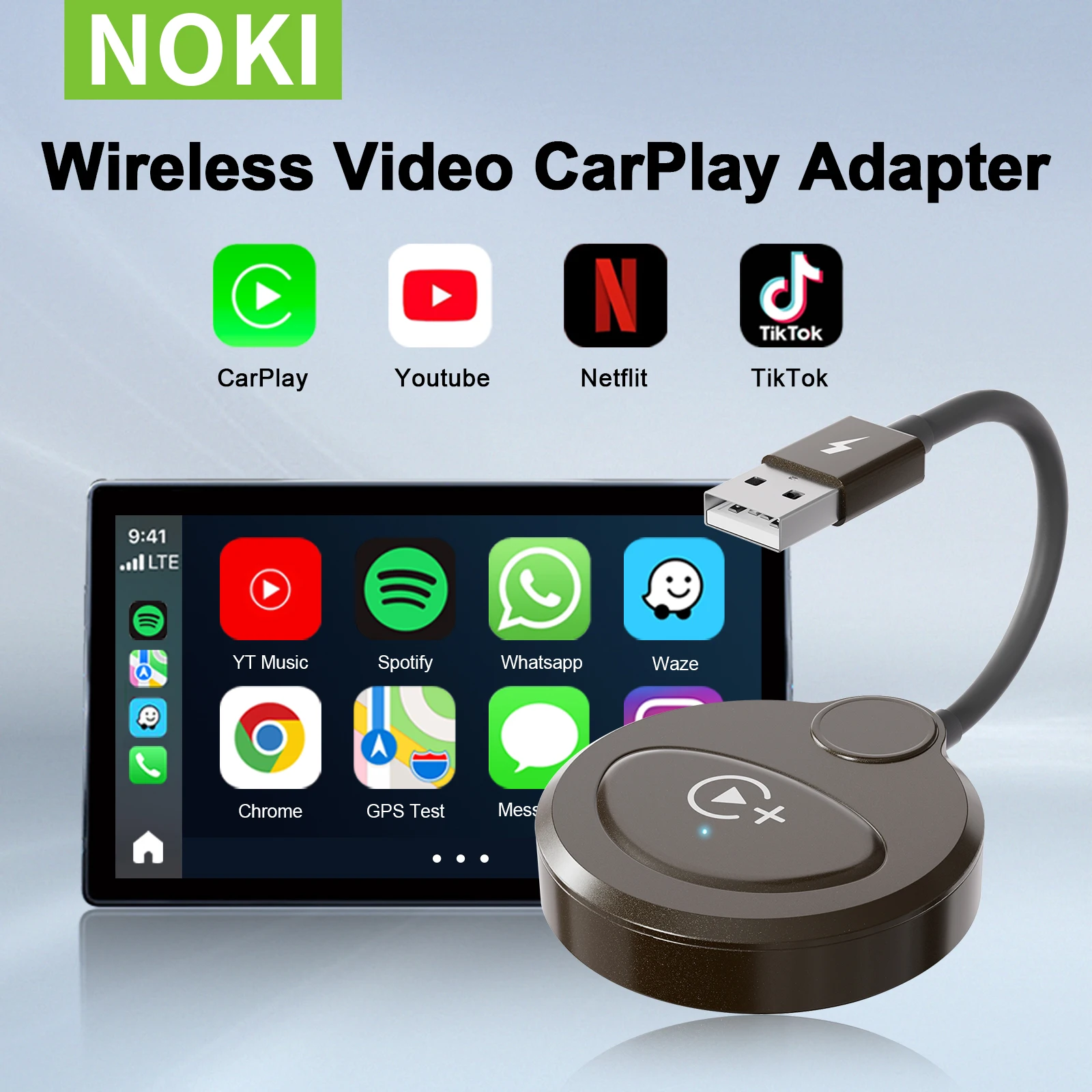 Video Carplay Adapter Carplay Wireless Adapter Youtube/Netflix/Tiktok Wireless Carplay USB Dongle Factory Wired