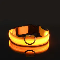Illuminated Nylon Pet Safety Leash and Collar Set - M (Yellow)