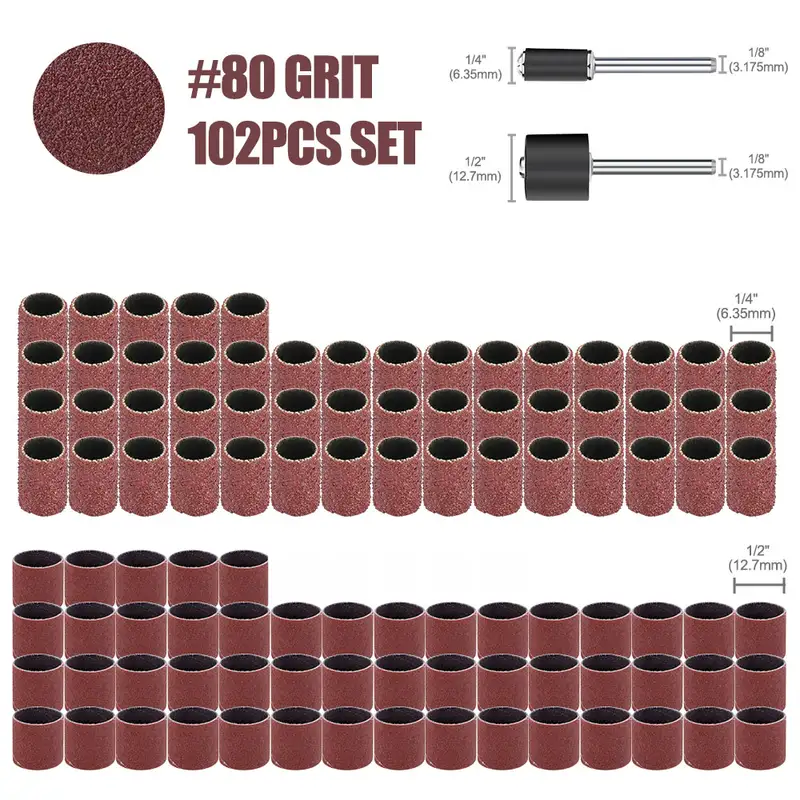 CMCP Sanding Drum Set Grit #80 #100 #120 Dremel With Sanding Mandrels Sanding Bands For Dremel Rotary Tools Abrasive Tools - Image 30