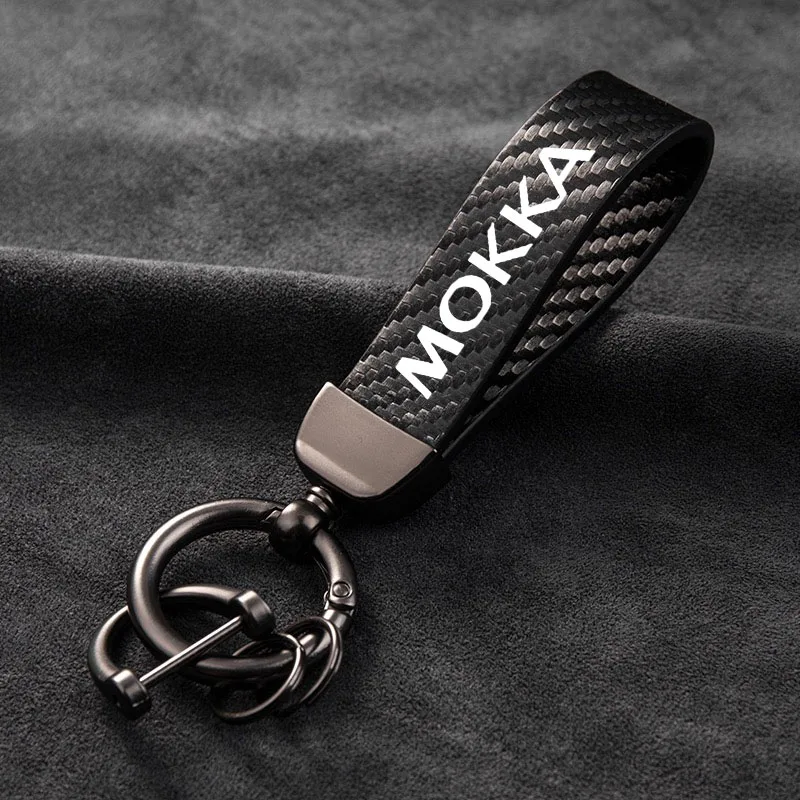 

Leather car keychain horseshoe buckle jewelry key chain for Opel Mokka x e With Logo car Accessories
