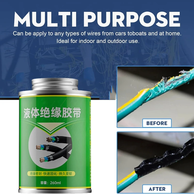 Description Picture 3 of item100/260ml Liquid Electrical Tape Insulating Tape Fix Line Glue Liquid Insulation Paste Repair Rubber Electrical Wire Cable Coat