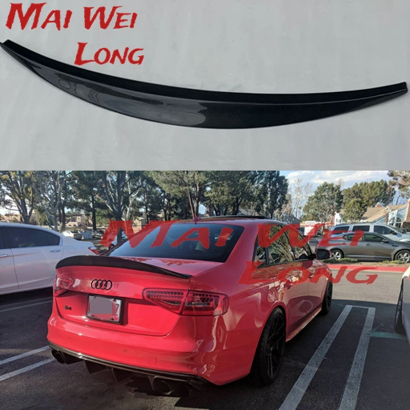 

For Audi A4 S4 B8 B8.5 4 Door Sedan 2009 2012 2020 HK Style High Quality Carbon Fiber Rear Wing Roof Rear Box Decorated Spoiler