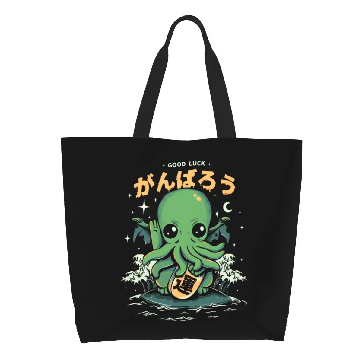 

Cute Printing Funny Kaiju Cthulhu Tote Shopping Bags Portable Canvas Shopper Shoulder Kawaii Japanese Monster Octopus Handbag